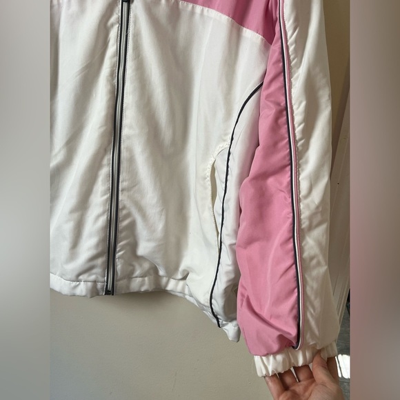 Vintage Y2K Pink White Colorblock Windbreaker Jacket Retro Sport Preppy zip up - Picture 4 of 6